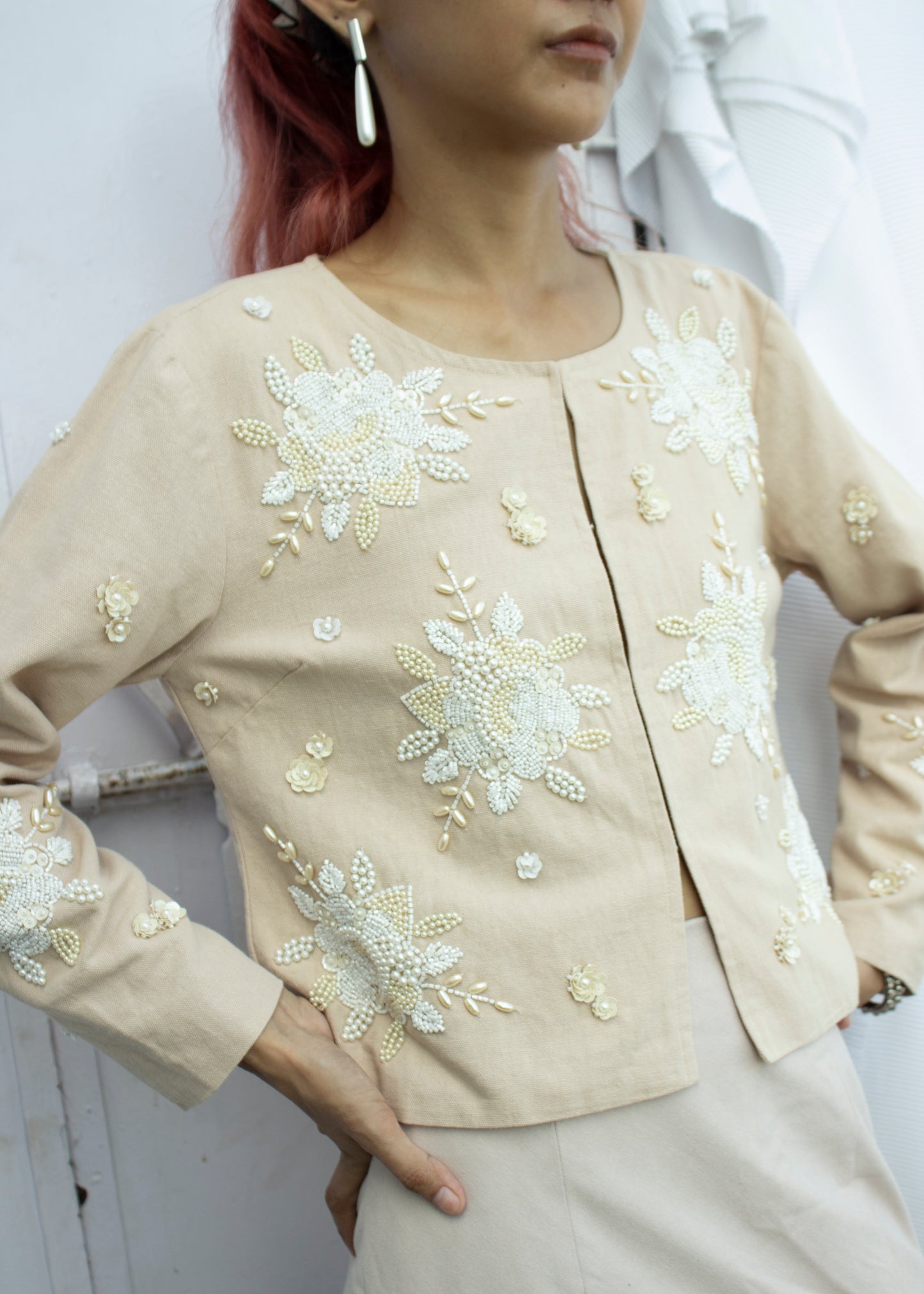 Front Detail picture of off-white embroidered jacket