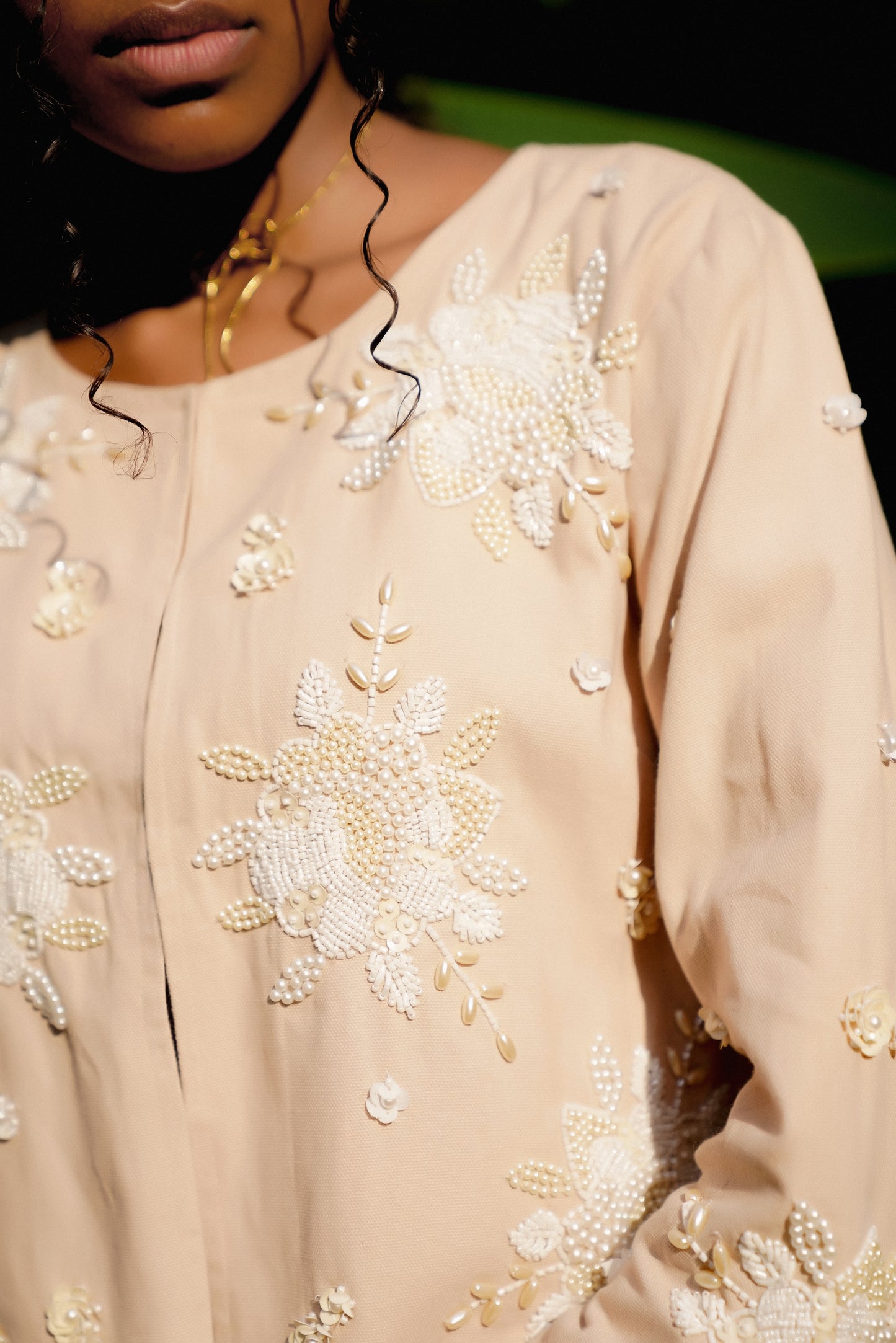 Detail picture of the embroidery on off-white embroidered jacket
