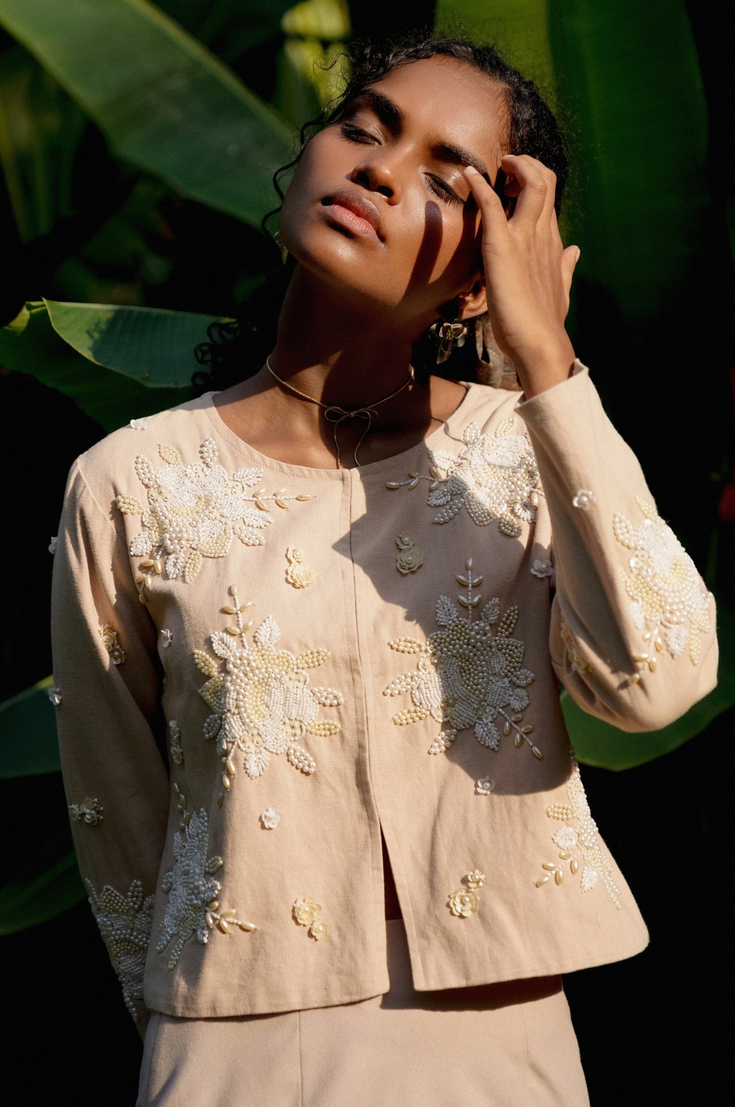 Front picture of off-white embroidered jacket