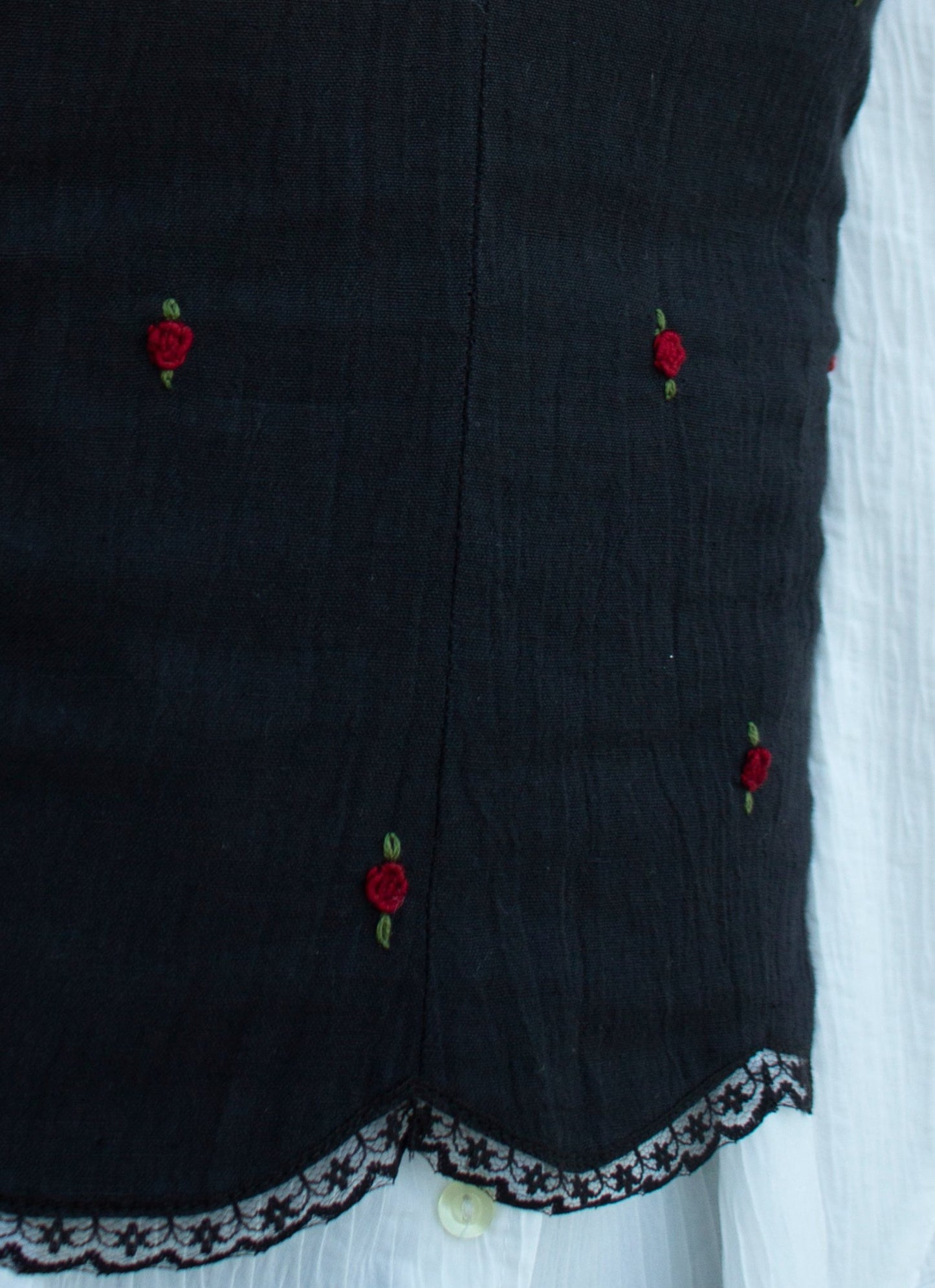 Detail picture of black embroidered camisole