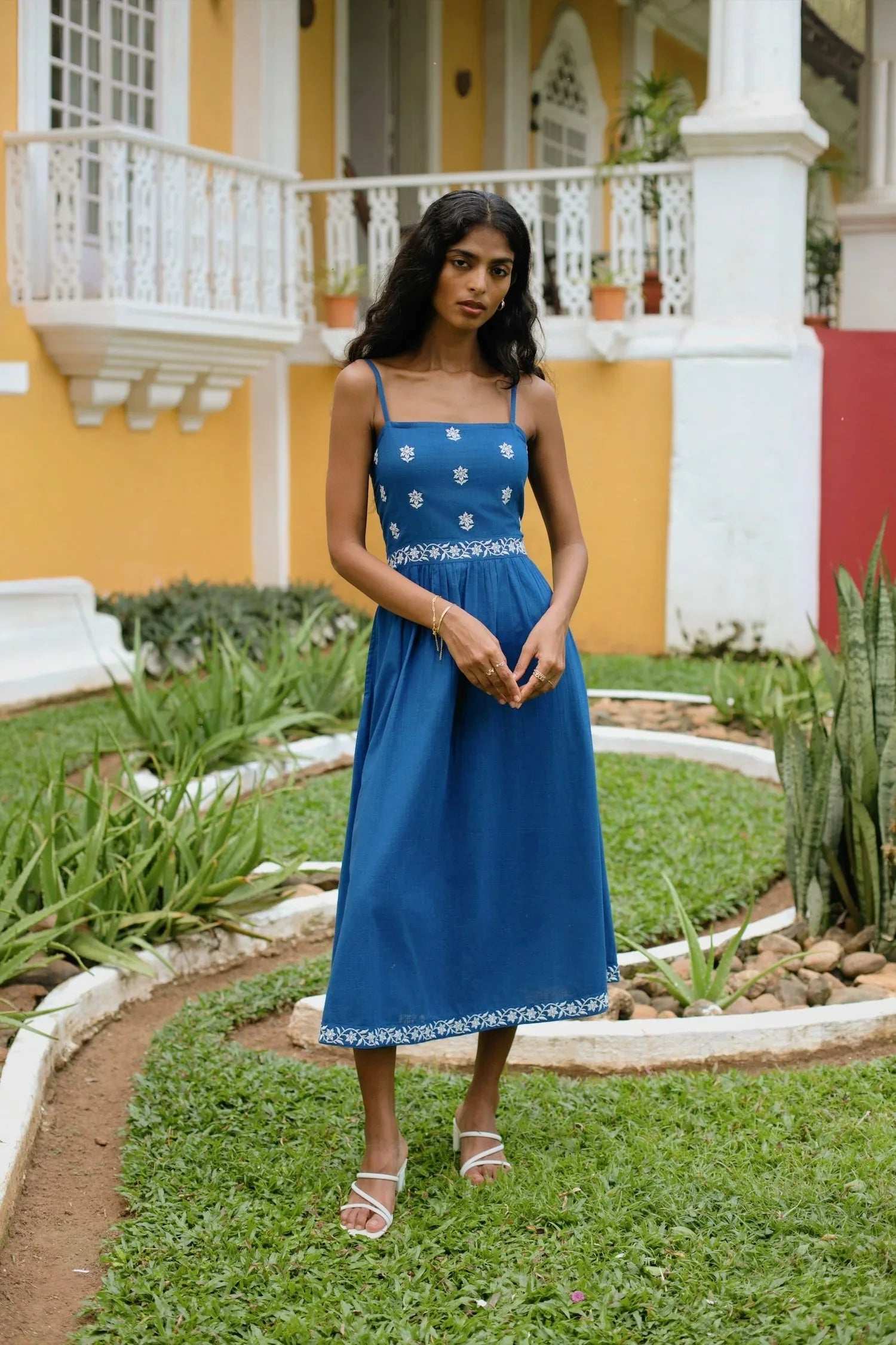 midi dress with embroidery Dark Blue Embroidered BFCMDAY1_30 Choose Female Size:2XL Imported and hand wash Bleusalt The Long Sleeve