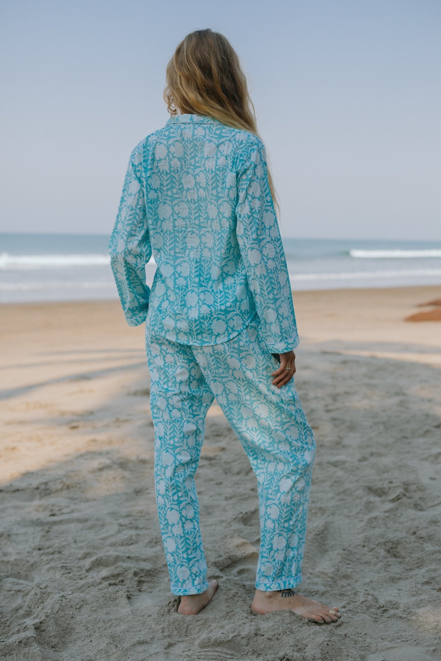 Back picture of blue Pajama set