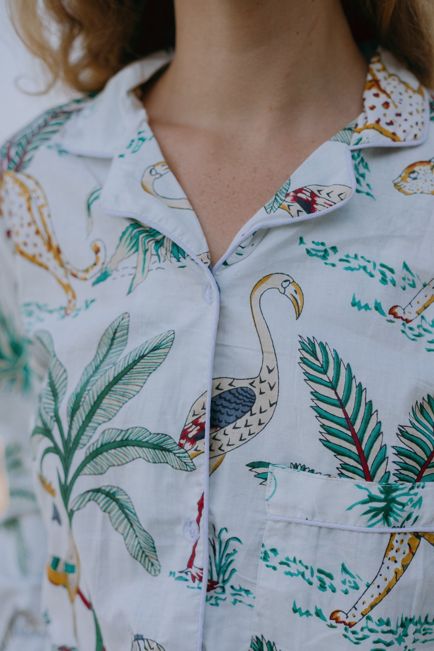 Close-up picture of safari print pajama set