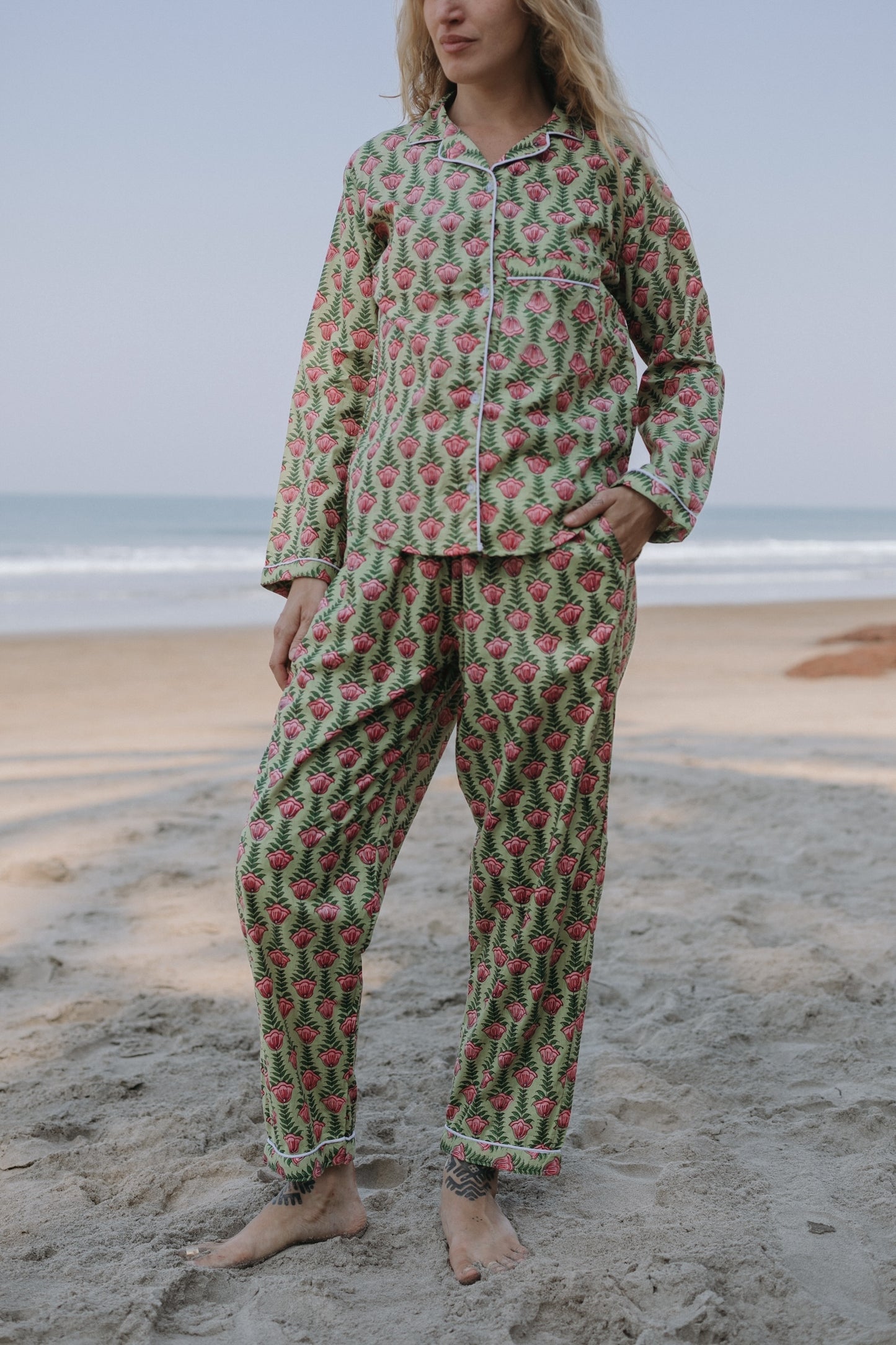 Front picture of green pajama set