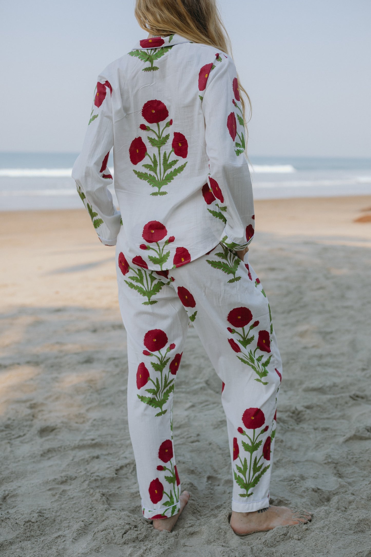 Back picture of white floral PJ set