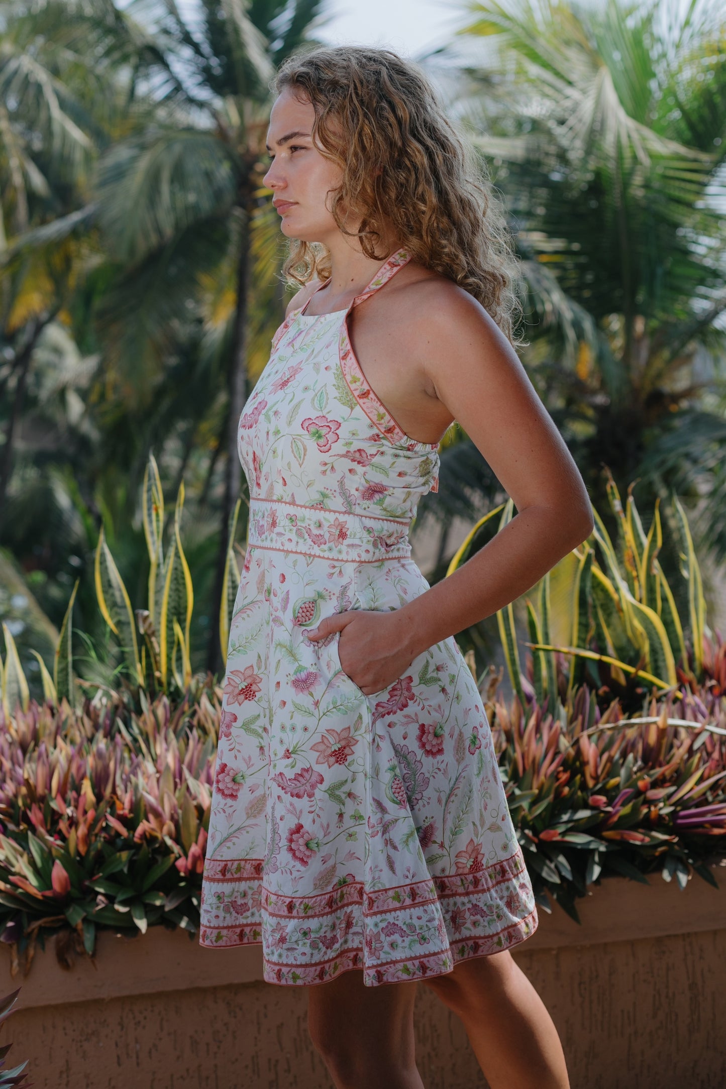 Pink Halter Neck Mini Sundress