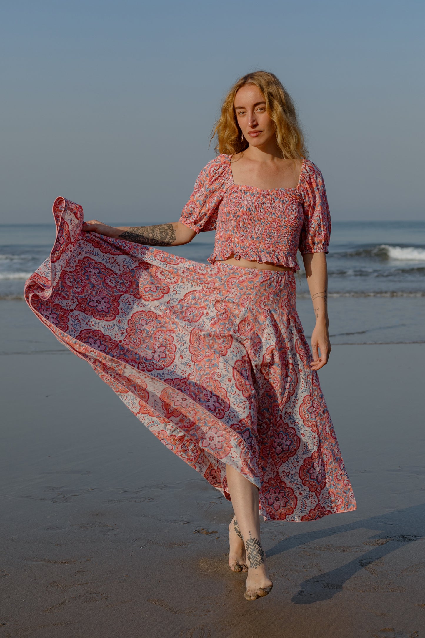 stylish image of crop top and maxi skirt