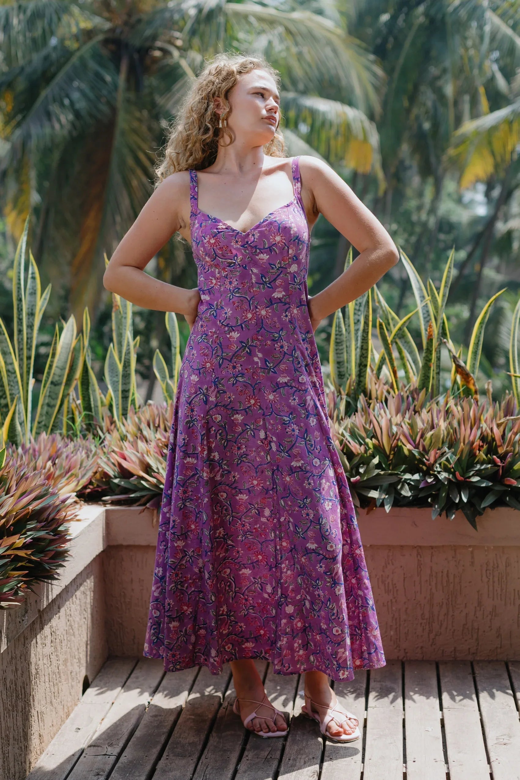 Purple Floral Maxi Slip Dress