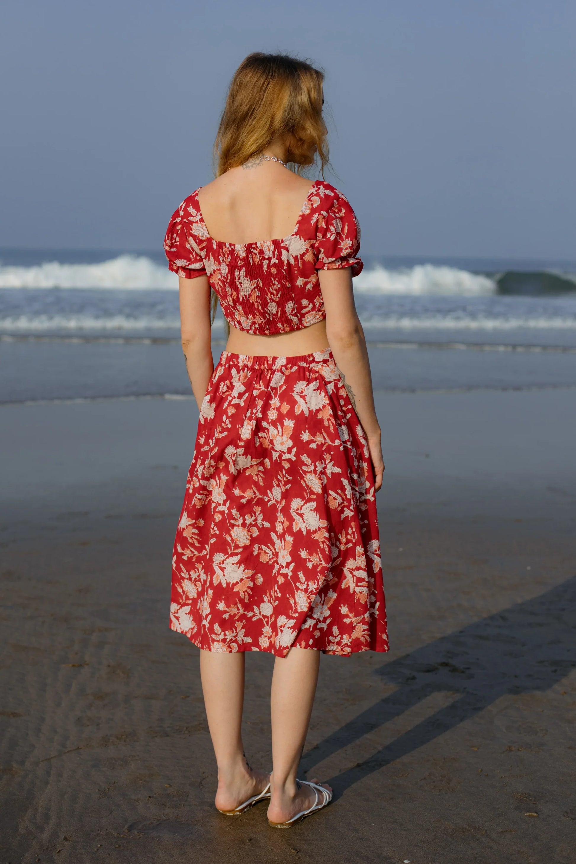 red crop top dress Red Embellished Indo Western Crop Top Palazzo Set