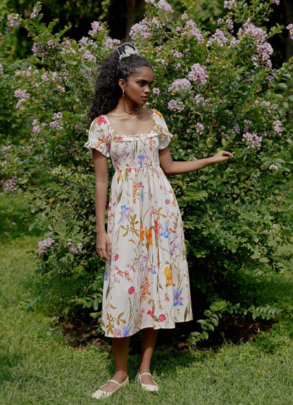 Full front picture of floral midi dress