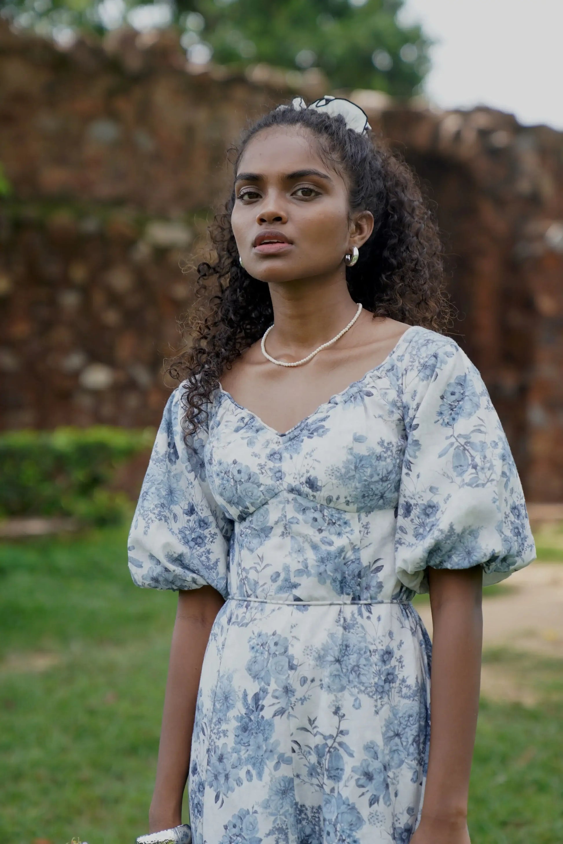 Blue floral off-shoulder midi dress Amaya Blue floral off-shoulder midi dress Amaya