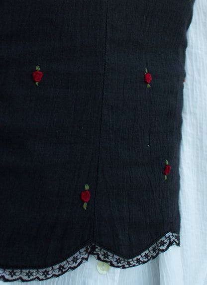 Detail picture of black embroidered camisole