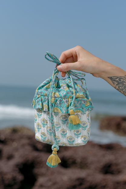 Floral Drawstring Bucket Bag