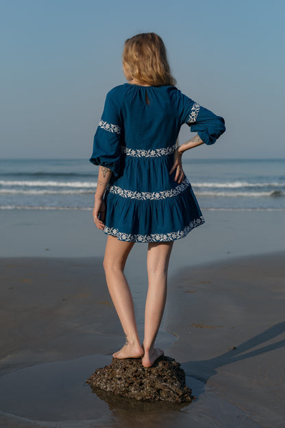 Back picture of Blue Boho Dress