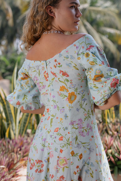 Back image of Blue Off-Should Dress