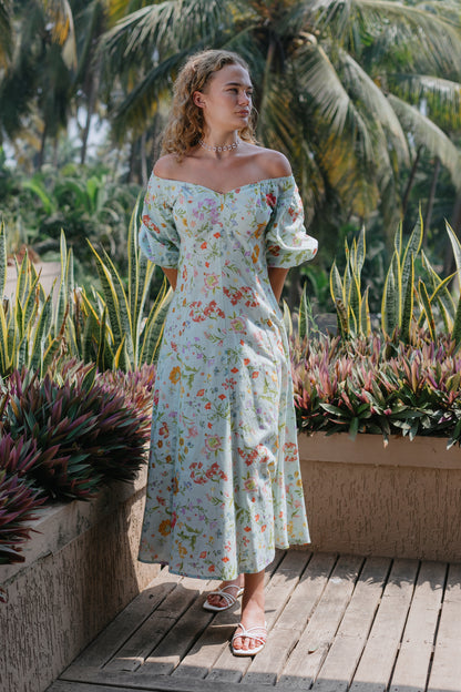 Front image of front part of Blue Off-Should Dress