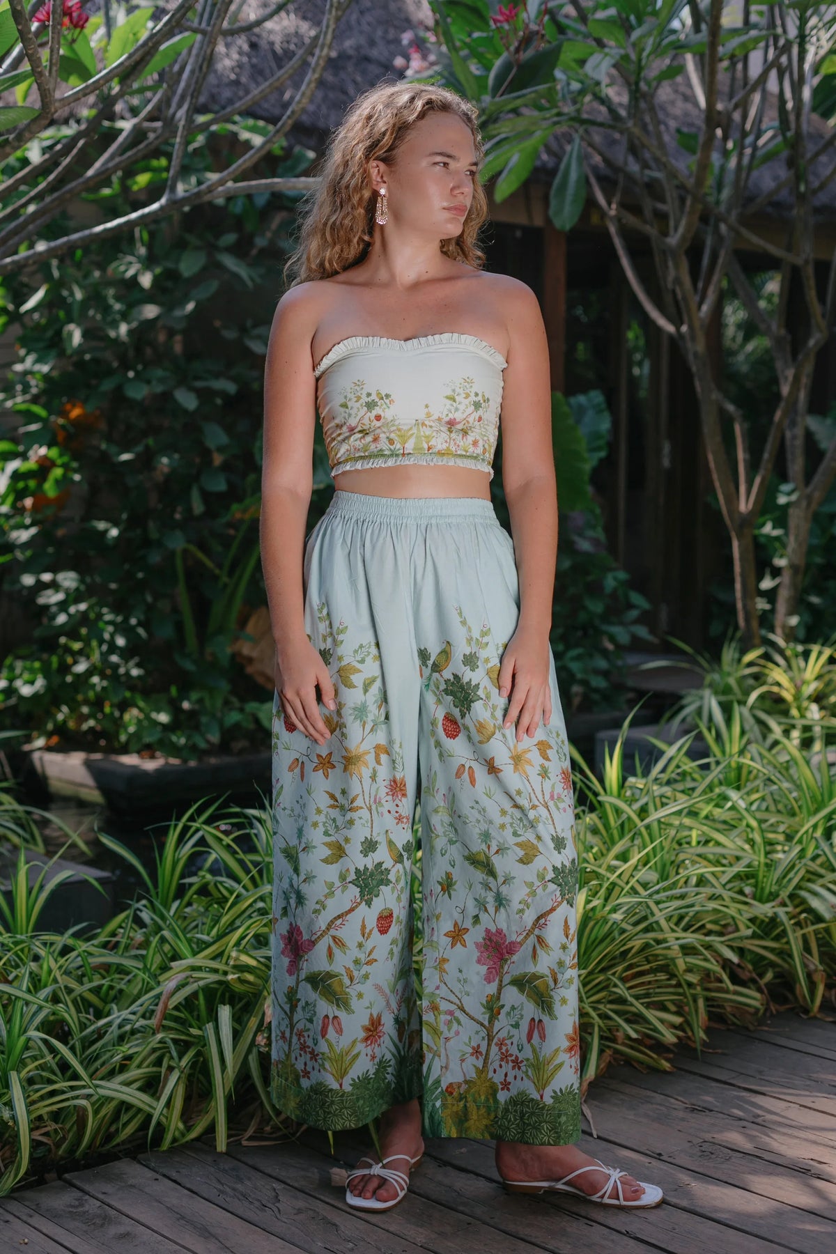 Ensemble Pantalon Fille Le' Za Me - Motif Floral Et Aqua - Taille 6X - Occasion Très Bon état
