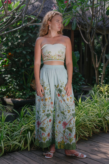 Front picture of blue wide-leg pants