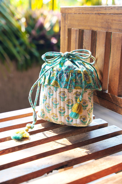 Floral Drawstring Bucket Bag