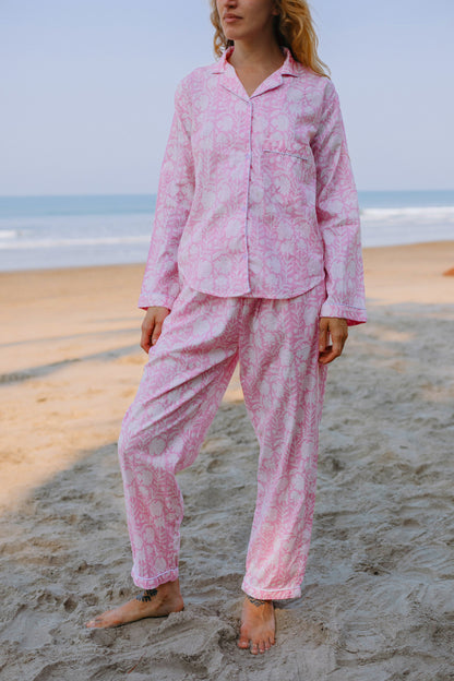 Front picture of pink PJ set