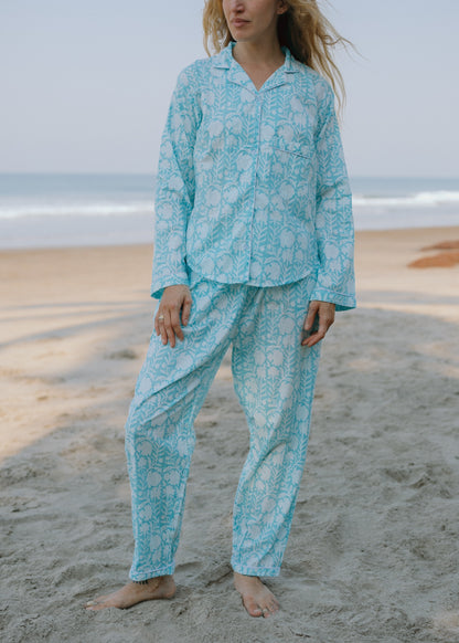 Front picture of blue Pajama set