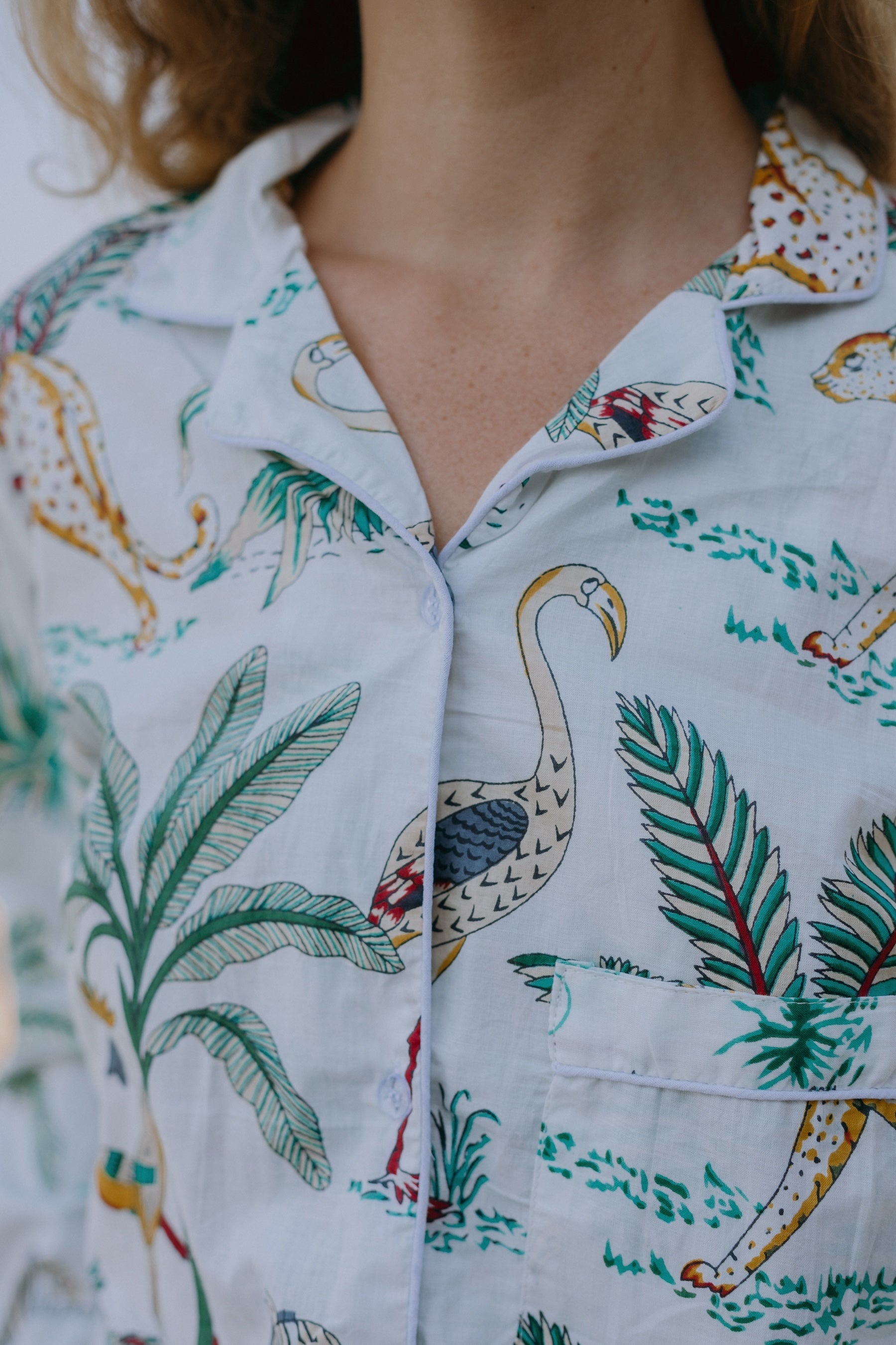 Close-up picture of safari print pajama set