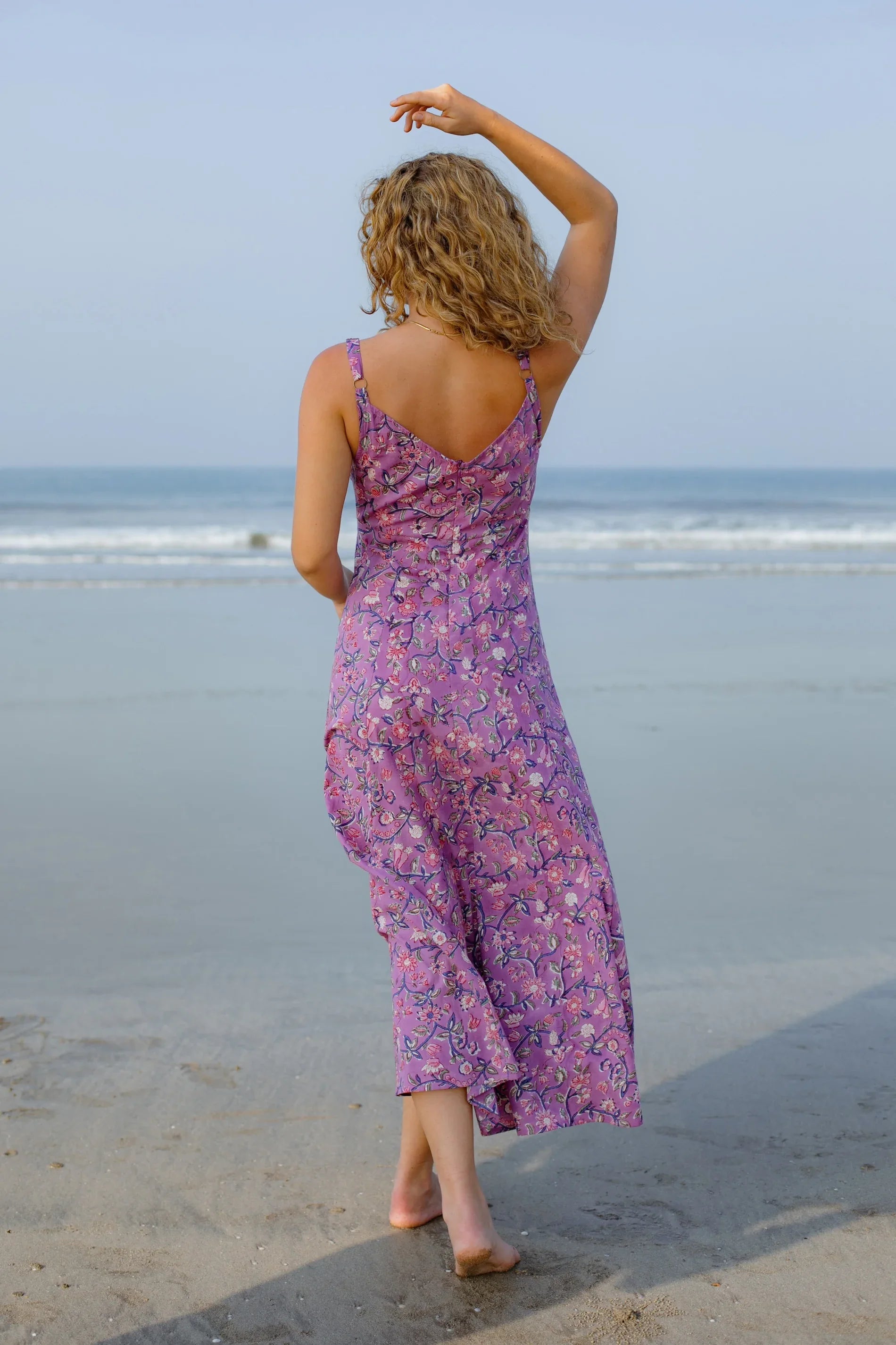 Purple Floral Maxi Slip Dress | Handmade Ethical 100% Cotton Sundress Amaya World L Purple Floral Maxi Slip Dress | Handmade Ethical 100% Cotton Sundress Amaya World L