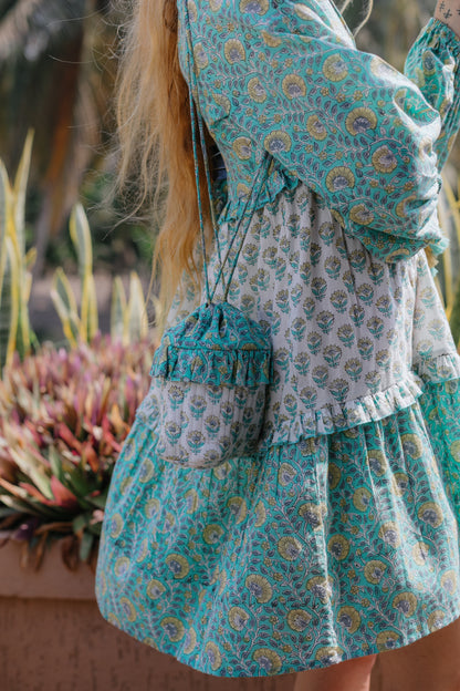 Floral Drawstring Bucket Bag