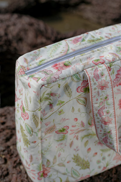 Top angle picture of Pink floral tote bag