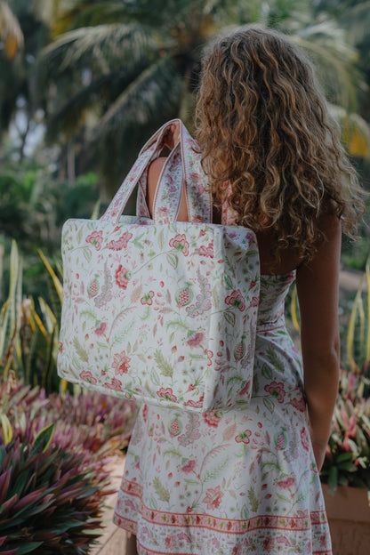 Back picture of Pink floral tote bag
