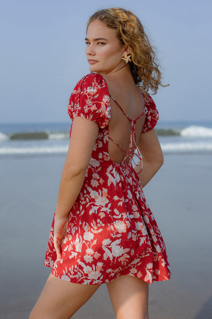 Back image of red mini dress