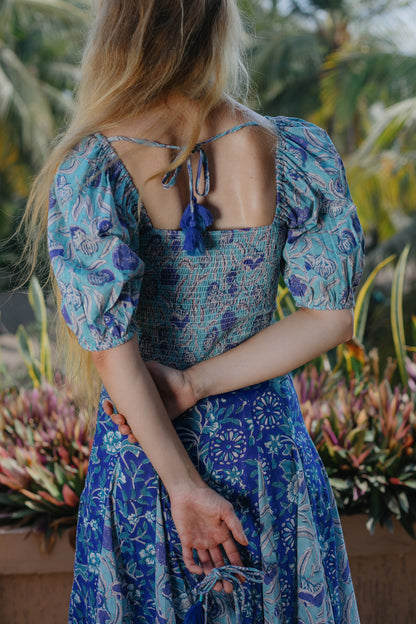 Back picture of blue crop top