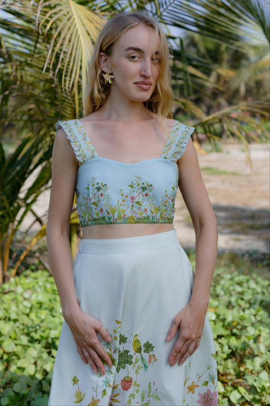 Off-White Floral Skirt – Amaya - Main Image