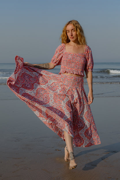  stylish image of crop top and maxi skirt