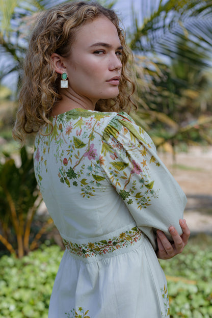 Back close up picture of mini dress with full sleeves