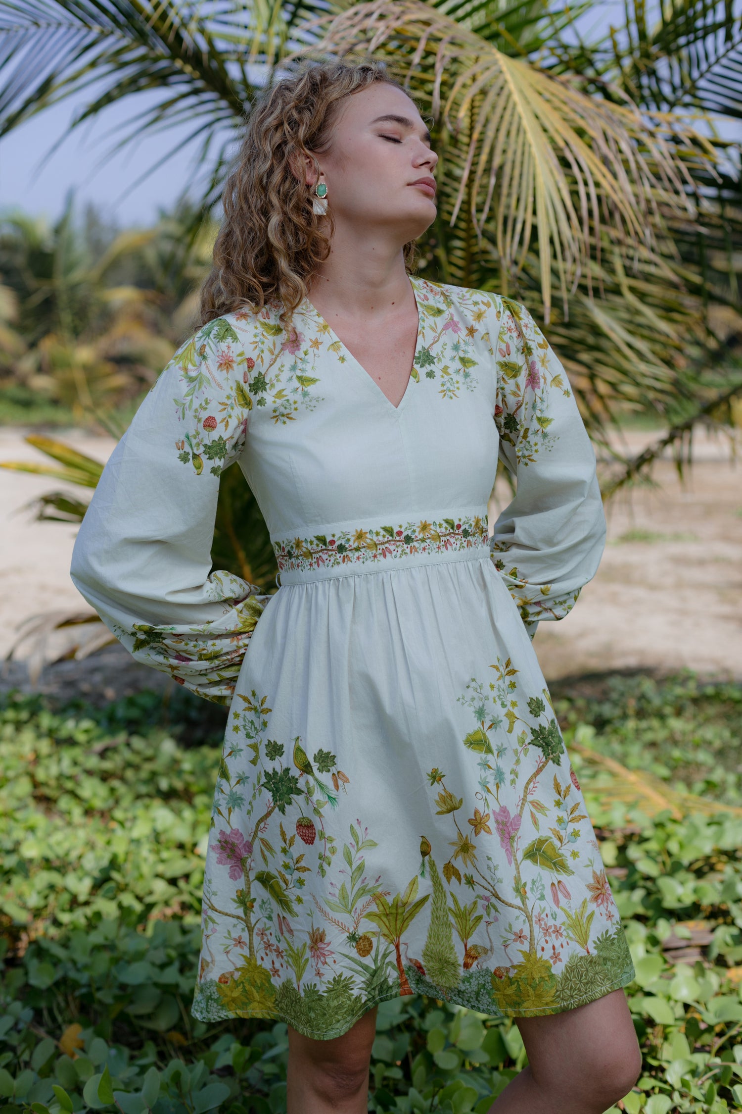 Front picture of mini dress with full sleeves