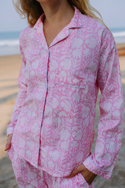 Front close-up picture of pink PJ set