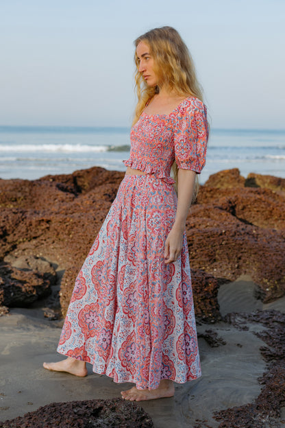 Side picture of orange crop top