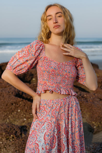 Front picture of orange crop top