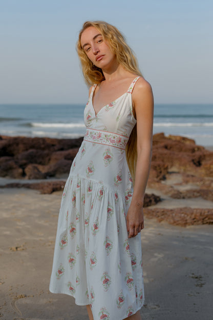 Front picture of pink drop waist dress