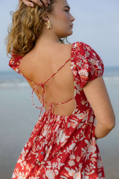 back close up image of red mini dress