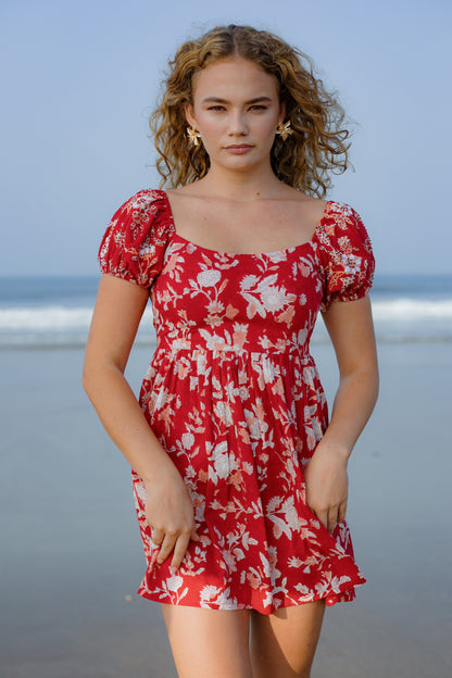 Front image of red mini dress